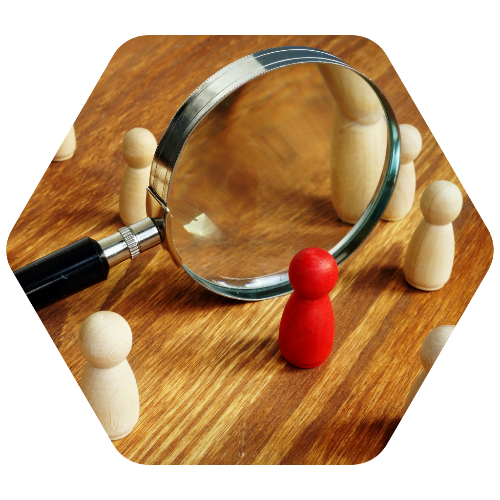 identifying roles talent leadership miniature caricature wooden blocks